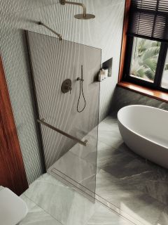 Душевая перегородка MaybahGlass MGD-727-2ш 79см бронза